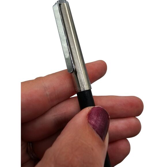 Vintage Astro-Touch Eversharp Stainless Steel & Black Push Pen - Picture 8 of 8